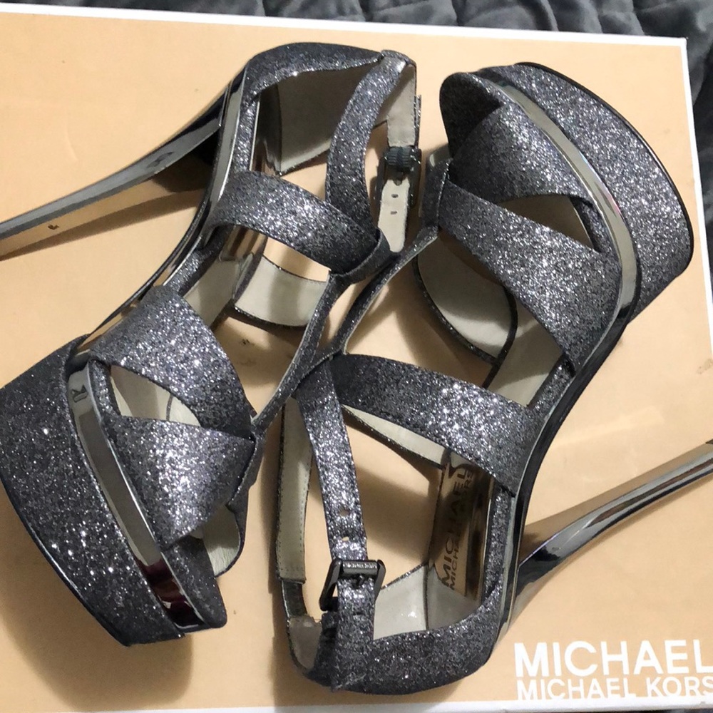 New Michael Kors glitter and silver heels